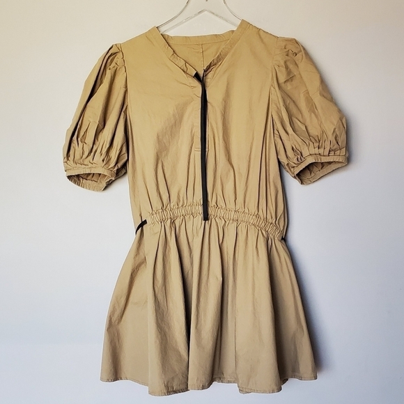 Lin Chao Zhang Drop Waist Puff Sleeve Babydoll Mini Dress 165/88A US S - Picture 1 of 8